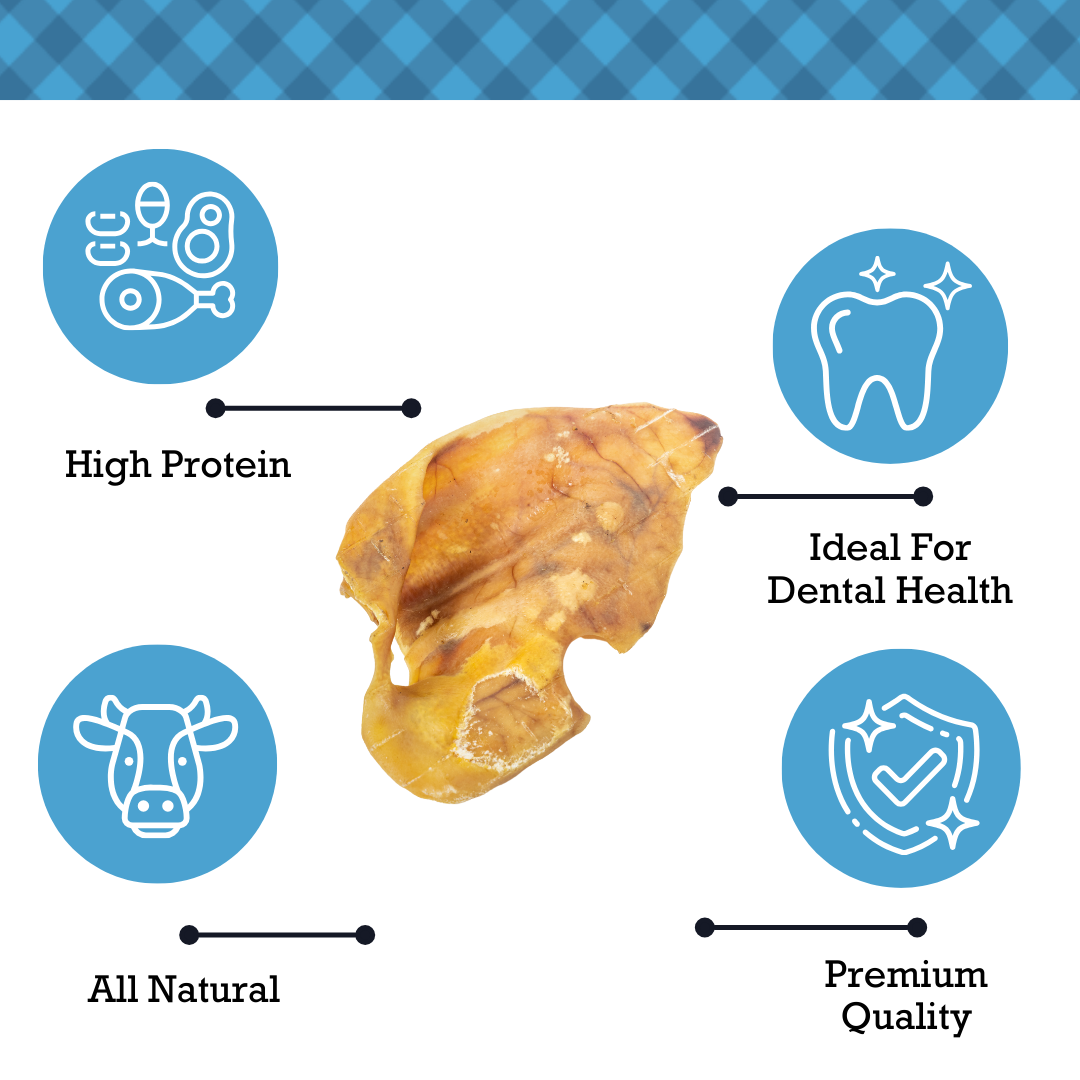 Country Living Whole Pig Ears Dog Treats – 100% Natural, Premium Pork Chews for Dental Care – (15-Pack)