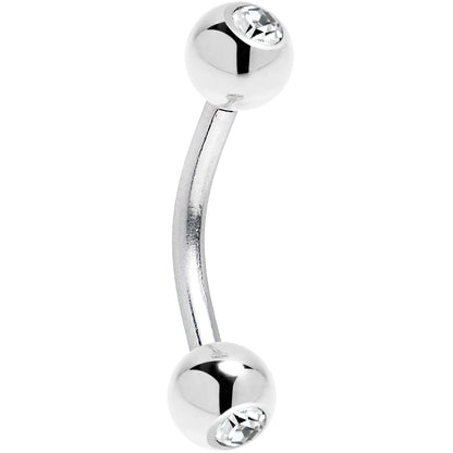 Solid 14k White GOLD Cubic Zirconia Eyebrow Ring 16G 5/16