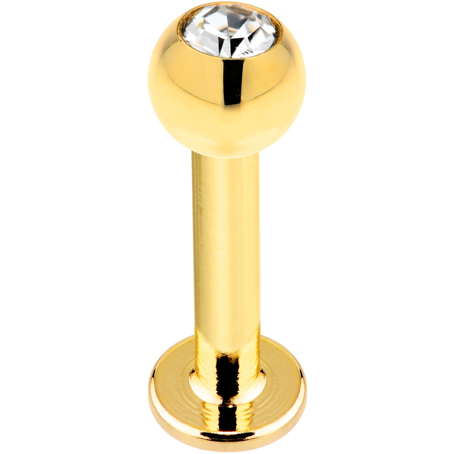 16G Solid 14k Yellow Gold Cubic Zirconia Labret - 5/16 3mm