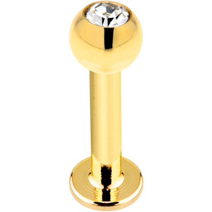 16G Solid 14k Yellow Gold Cubic Zirconia Labret - 5/16 3mm