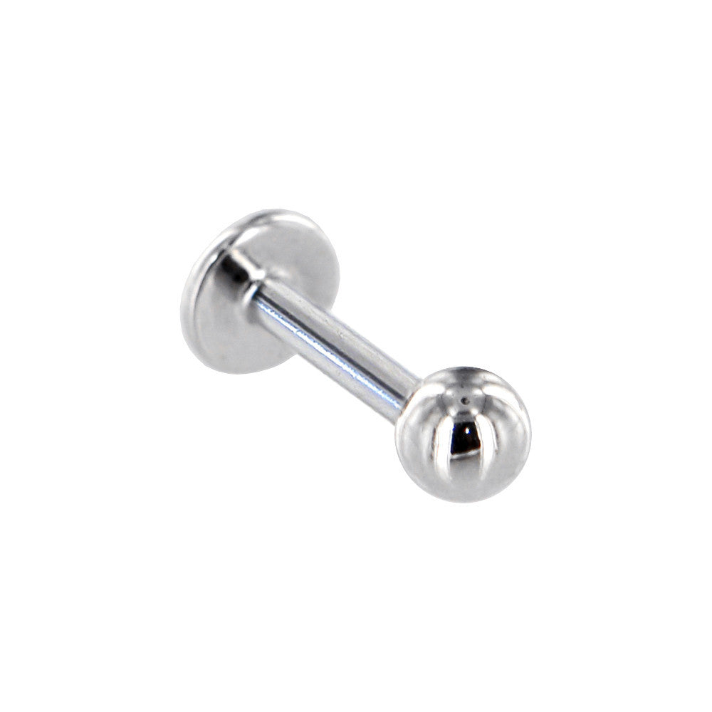 14G 5/16 Solid 14k White Gold Labret Monroe- 4mm Ball