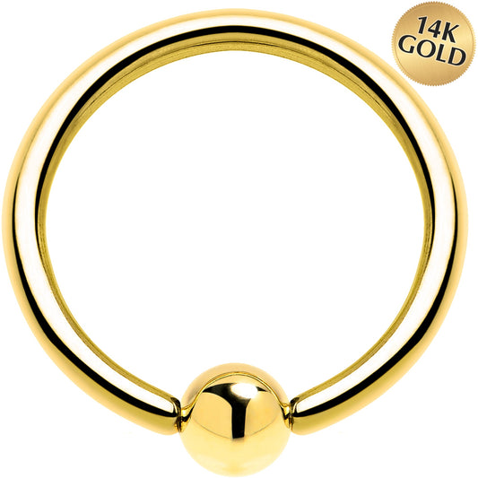 Solid 14K Yellow Gold 16G 3/8 Ball Captive Ring 3mm Ball