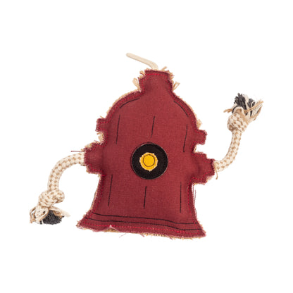 Country Living Canvas & Jute Fire Hydrant Dog Chew Toy – Durable, Safe and Non-Toxic