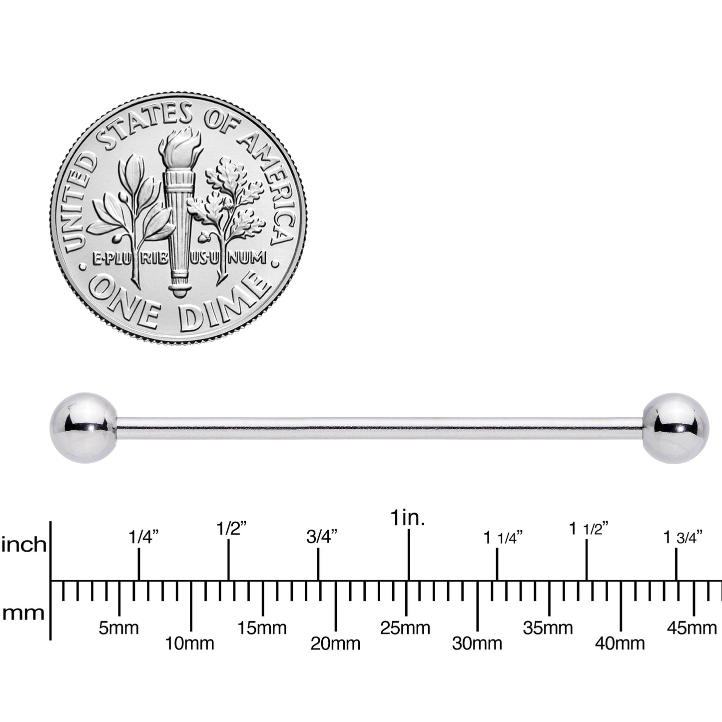 14G STEEL BARBELL Body Jewelry 1.5 5mm