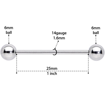 14G STEEL BARBELL Ring 1 inch 6mm