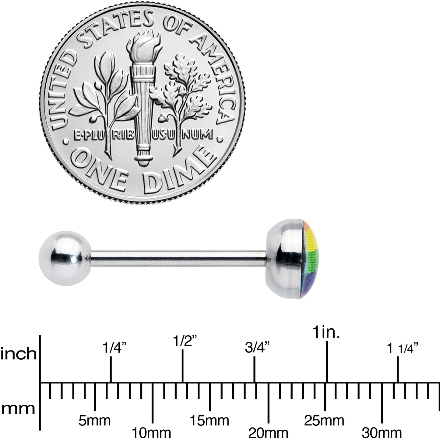 Surgical Steel RAINBOW Gay Pride Barbell