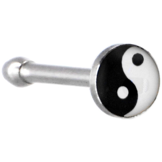 Surgical Steel Black and White YIN YANG Logo Nose Ring