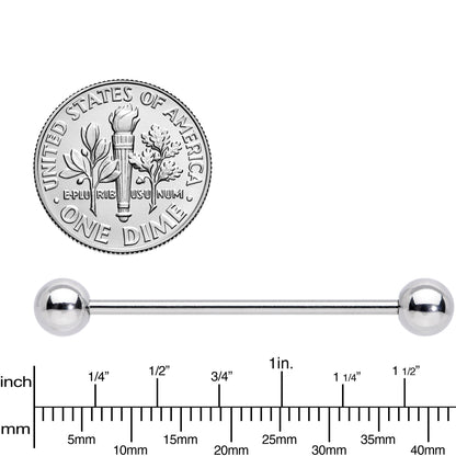 14G Straight Stainless Steel Barbell 1 1/4 6mm