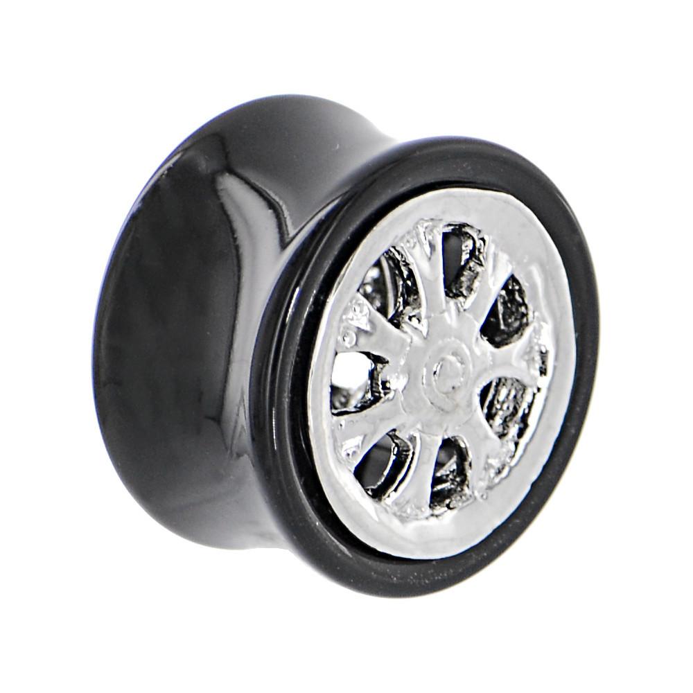 Black Acrylic No. 2 WHEEL FRAME Saddle Plug 00G to 20mm