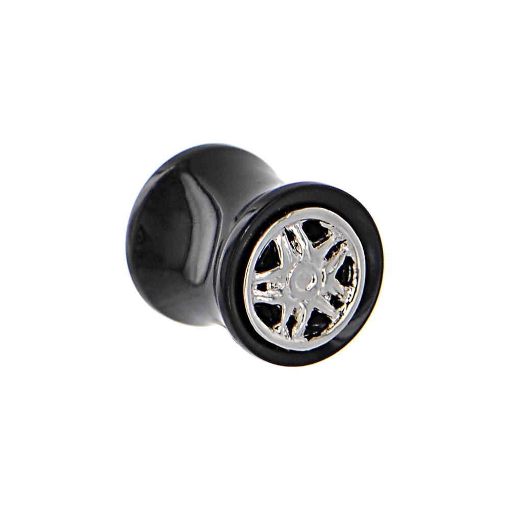 Black Acrylic STAR WHEEL FRAME Saddle Plug 00G to 20mm