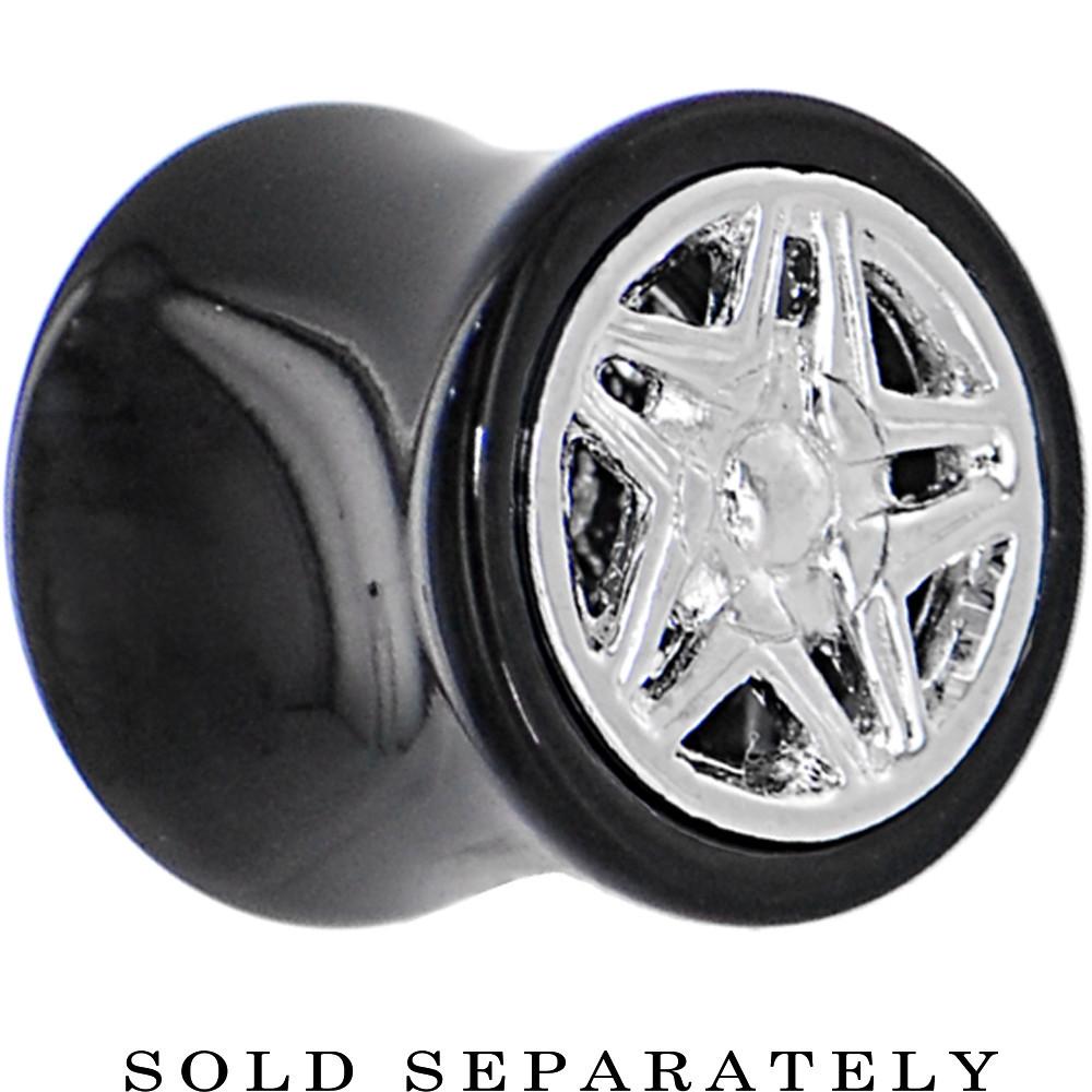 Black Acrylic STAR WHEEL FRAME Saddle Plug 00G to 20mm