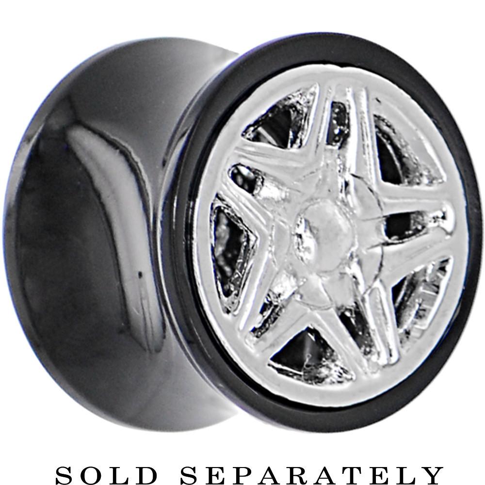 Black Acrylic STAR WHEEL FRAME Saddle Plug 00G to 20mm