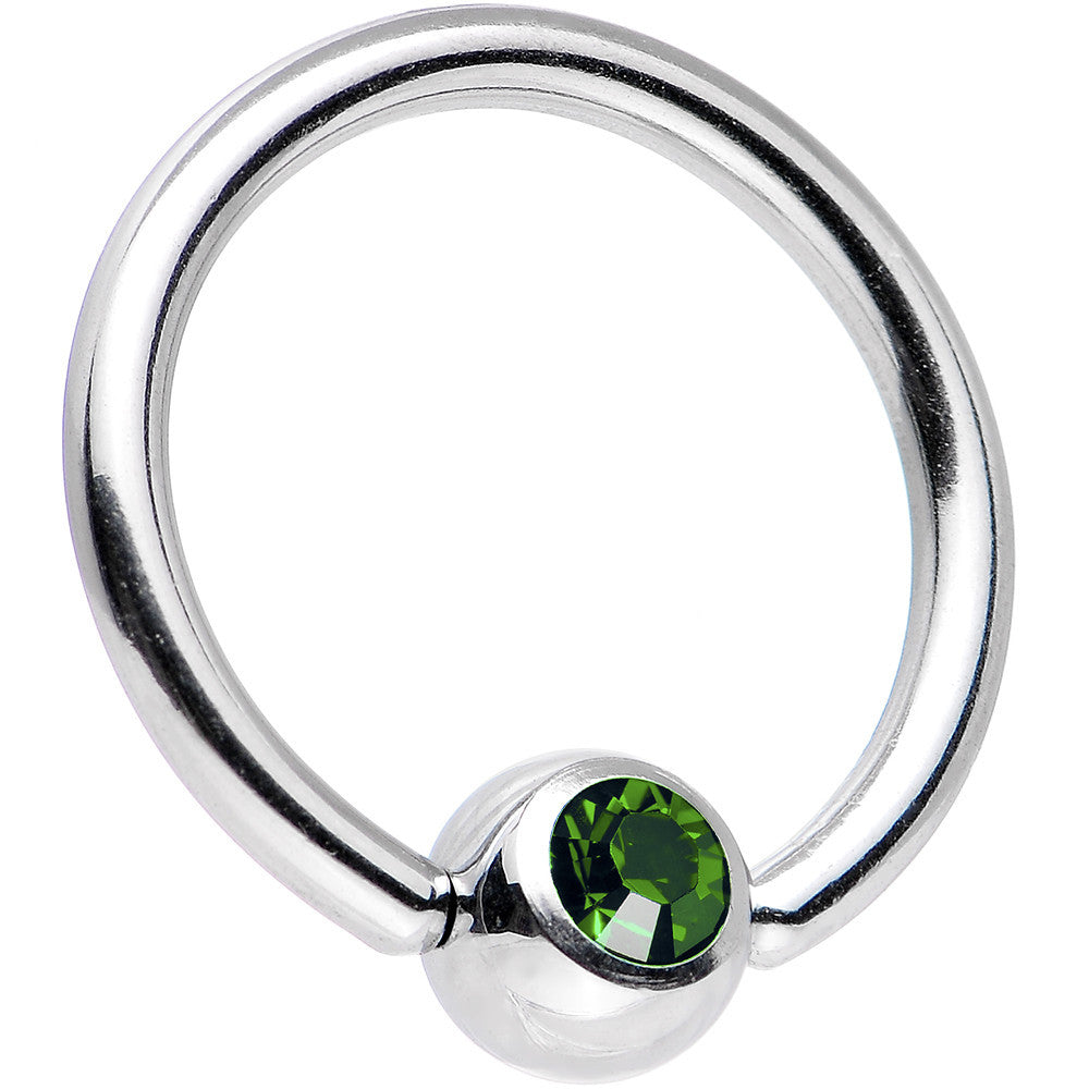 14G Green Gem BCR Captive Ring Created with Crystals