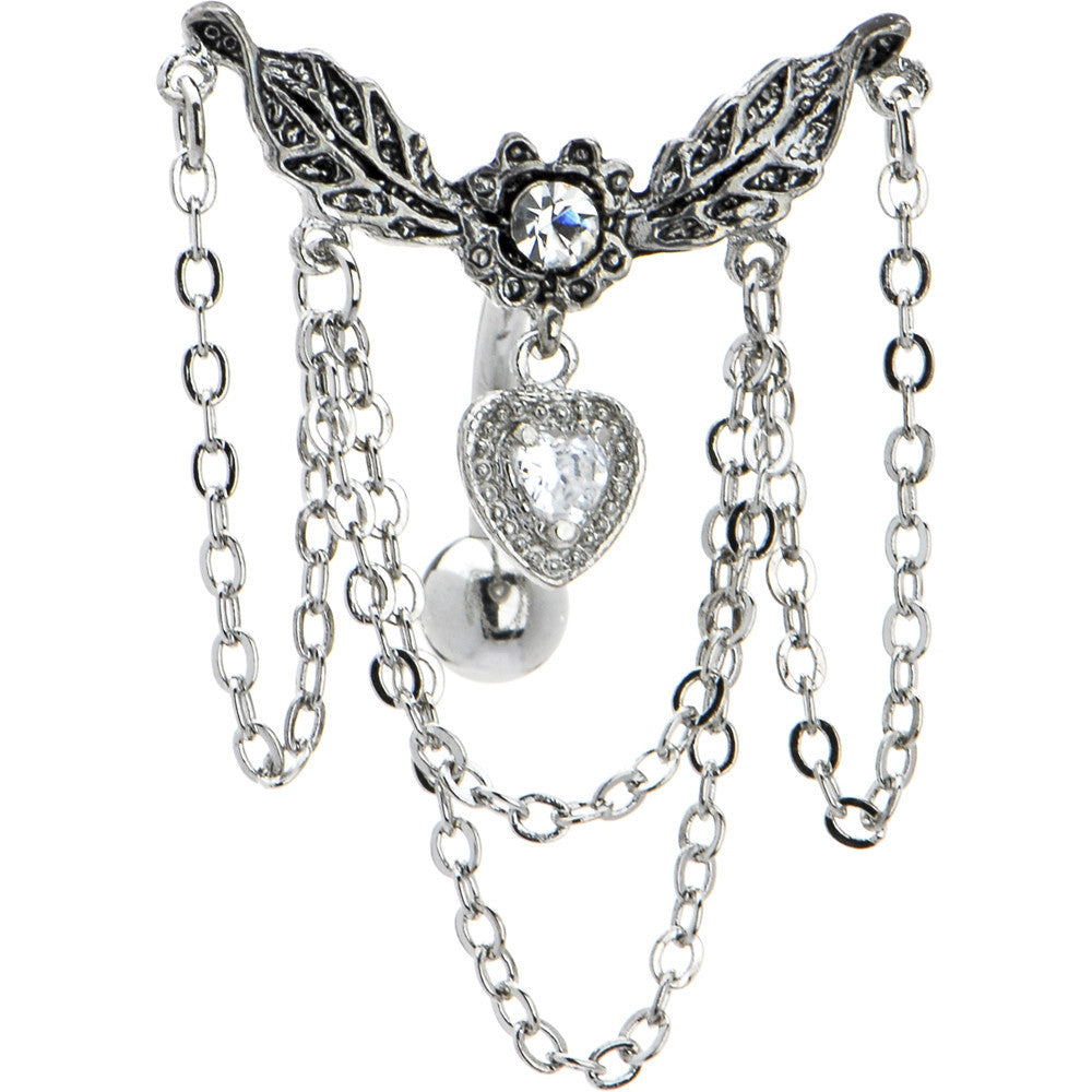 Crystalline Ivy Heart Chandelier Top Drop Belly Ring
