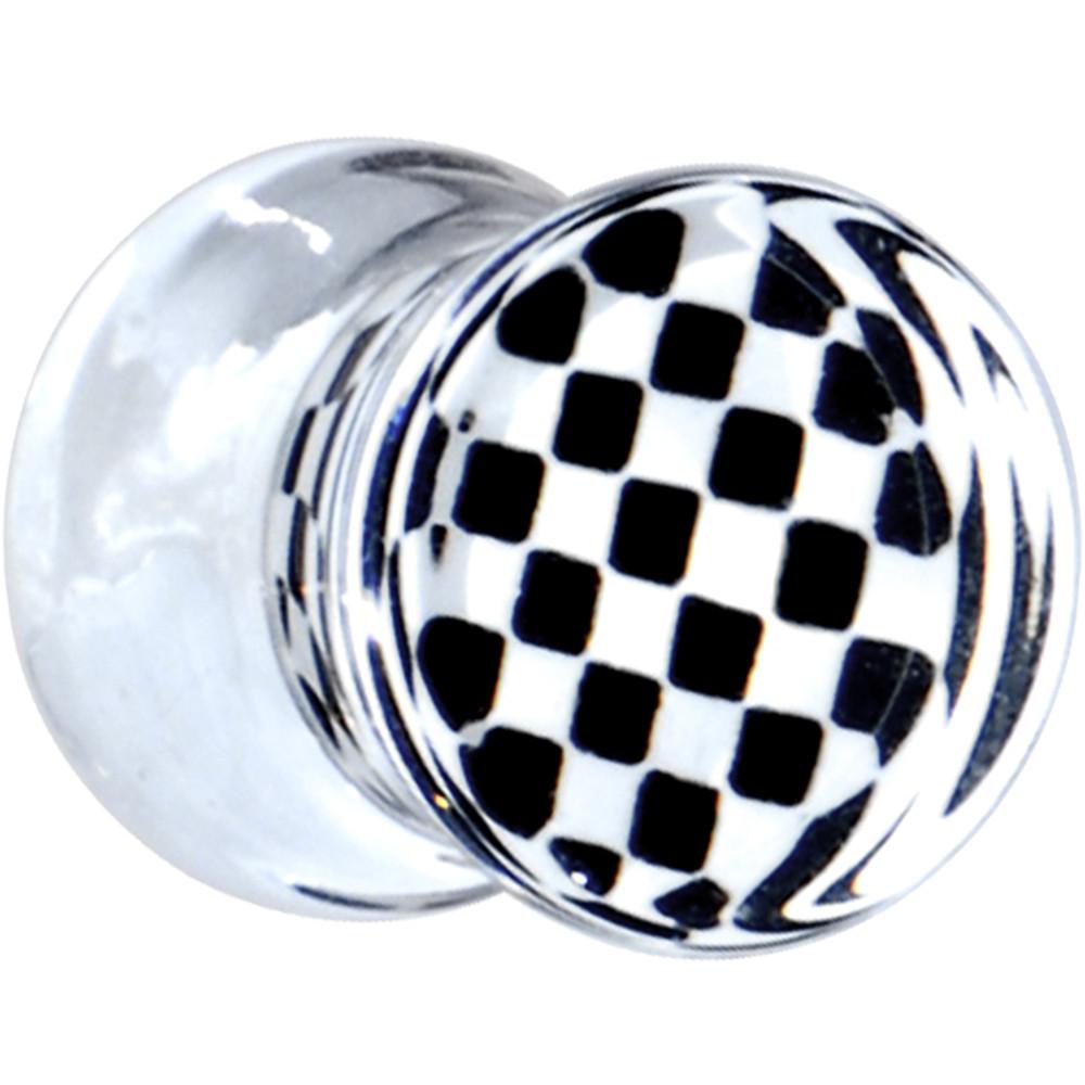 Black and White Checker Inlayed Saddle Plug 2G to 20mm
