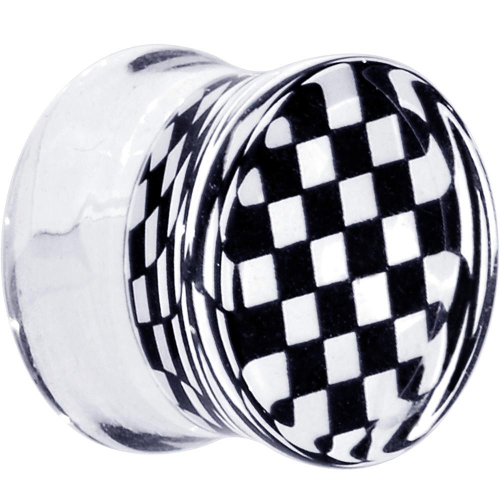Black and White Checker Inlayed Saddle Plug 2G to 20mm