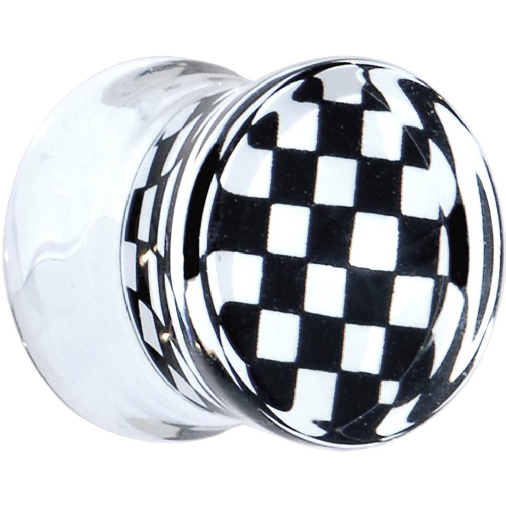 Black and White Checker Inlayed Saddle Plug 2G to 20mm
