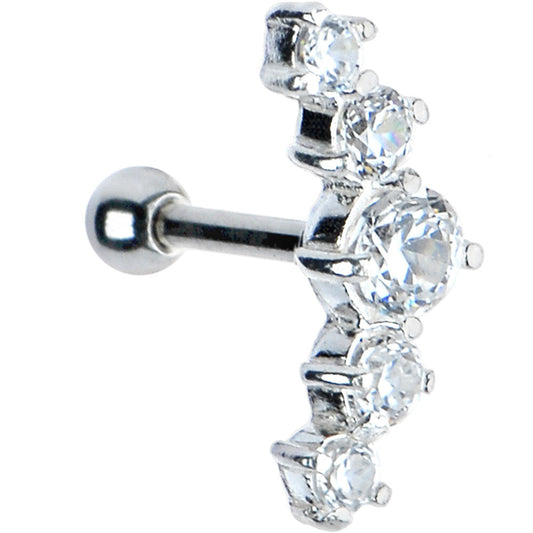 925 Sterling Silver Clear Cubic Zirconia Cartilage Earring