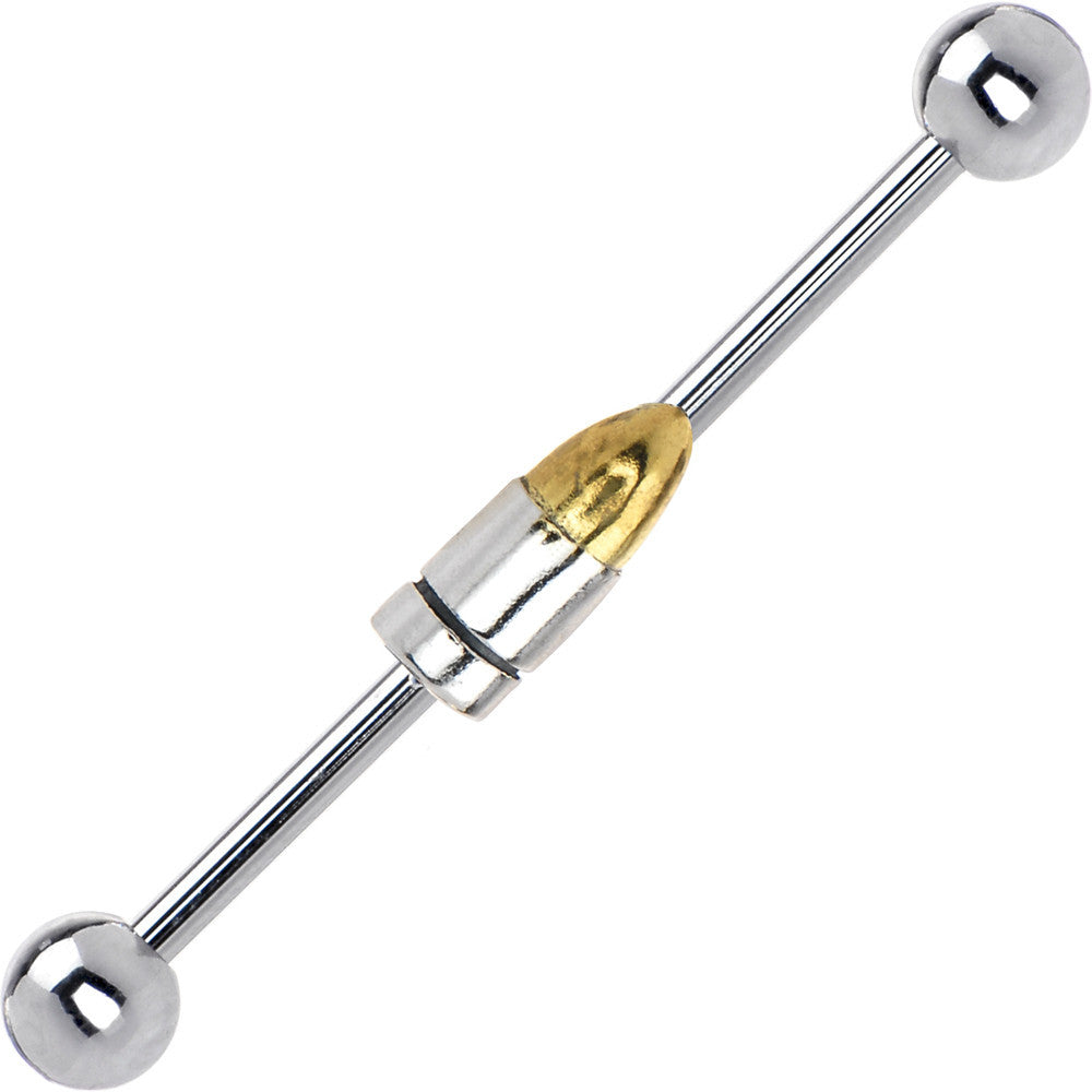 925 Sterling Silver Bullet Steel Industrial Barbell 32mm