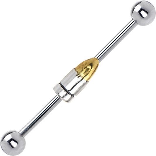 925 Sterling Silver Bullet Steel Industrial Barbell 32mm