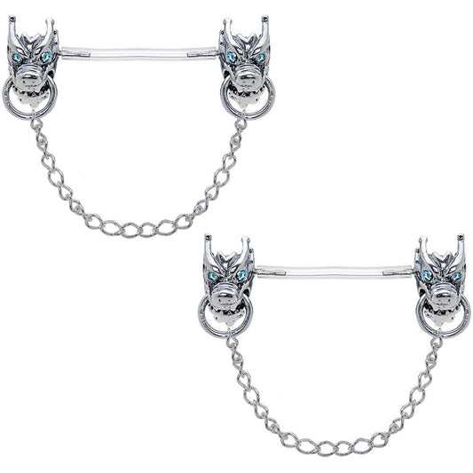 Aqua Gem Sterling Invisible Bioplast Demon Nipple Shield Set