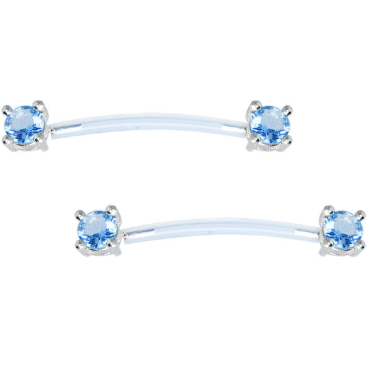 Aqua Round Solitaire Sterling Invisible Bioplast Nipple Shield Set