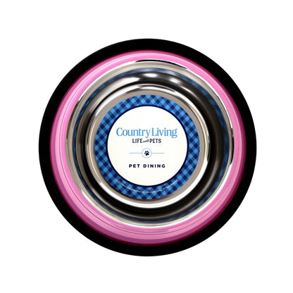 Country Living Set of 2 Ribbed Non-Slip Pet Bowls – Carnation Pink