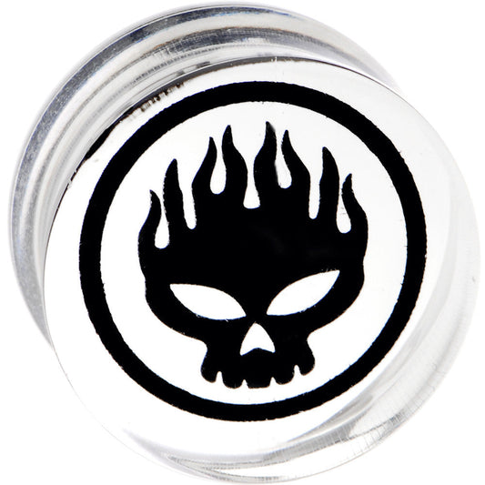 20mm Acrylic Photo Inlay Flaming Skull Plug