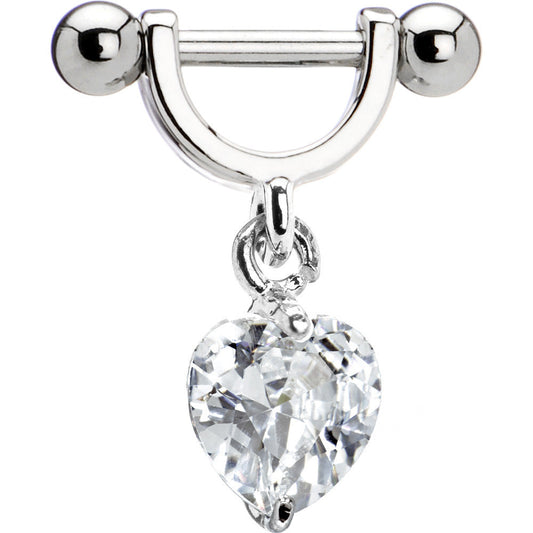 Clear Gem Heart Helix Cartilage Earring