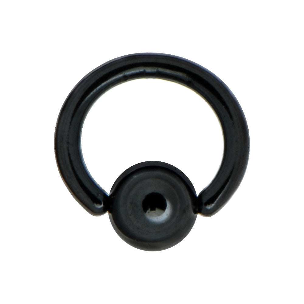 16G 1/4 Black Anodized Titanium Ball Captive Ring
