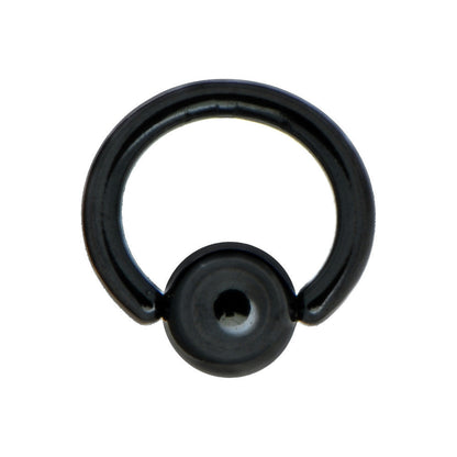 16G 1/4 Black Anodized Titanium Ball Captive Ring