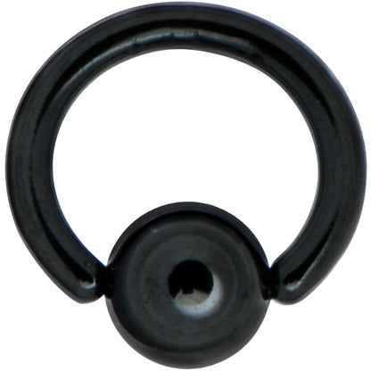 16G 1/4 Black Anodized Titanium Ball Captive Ring