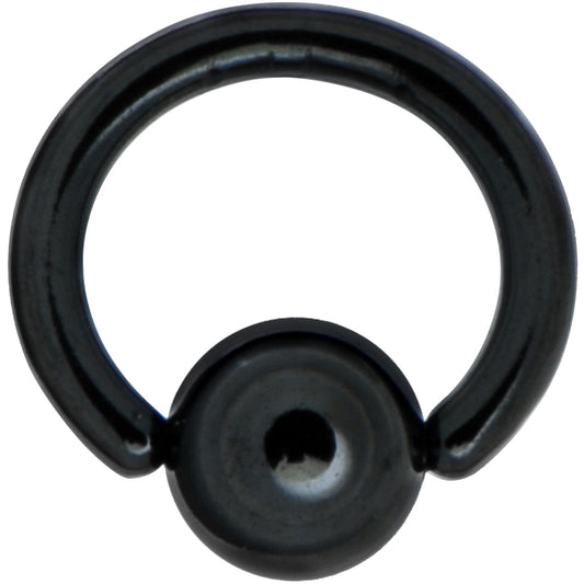 16G 1/4 Black Anodized Titanium Ball Captive Ring