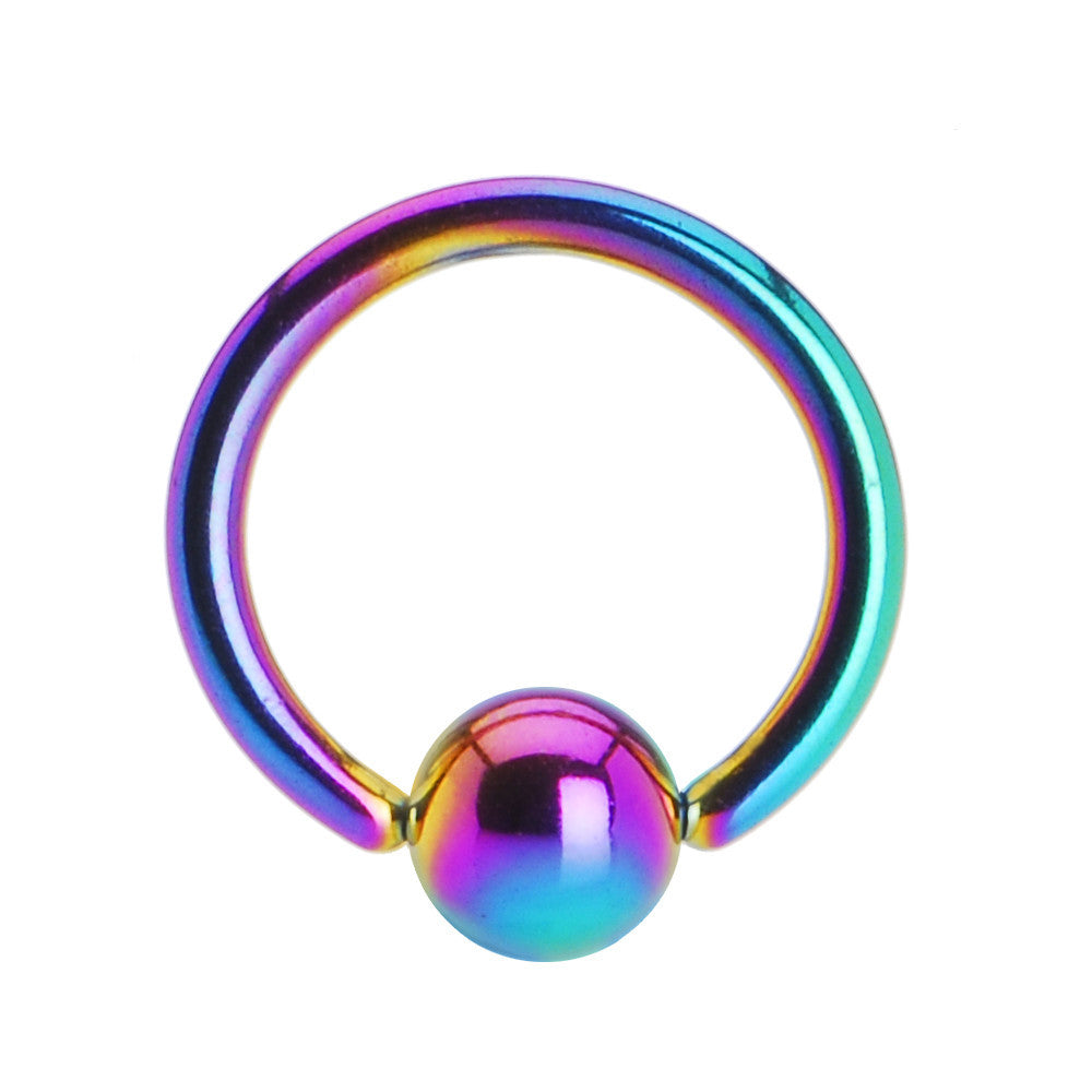 16G 5/16 Rainbow Anodized Titanium Ball Captive Ring