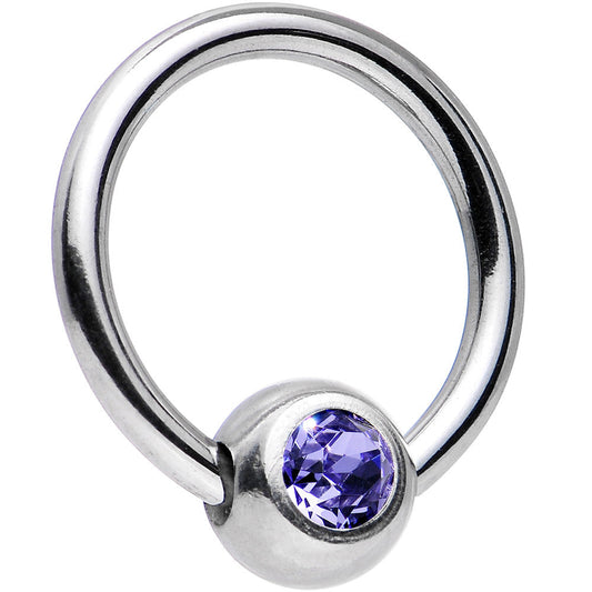 16G 5/16 Tanzanite Captive Ring Created with Crystals