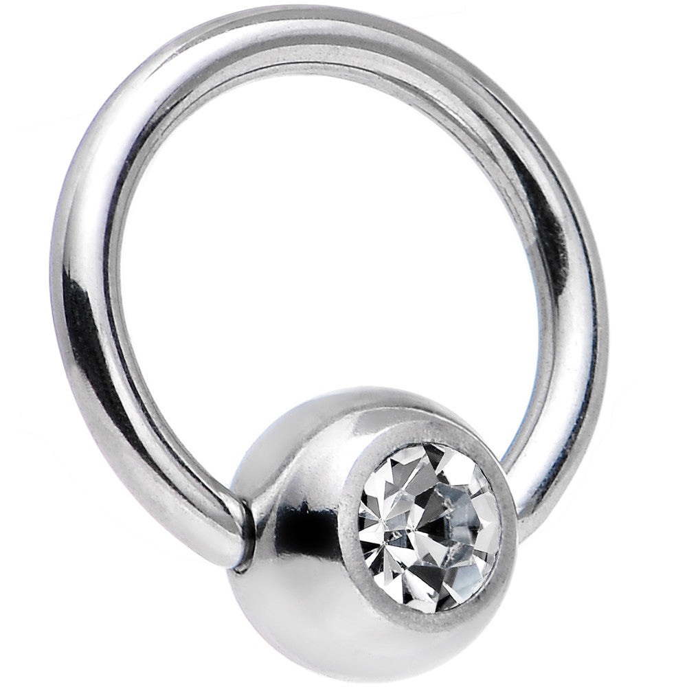 18G 1/4 Clear BCR Captive Ring Created with Crystals