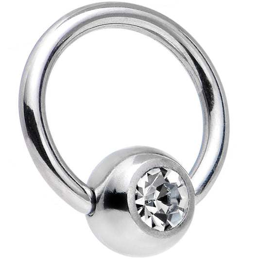 18G 1/4 Clear BCR Captive Ring Created with Crystals