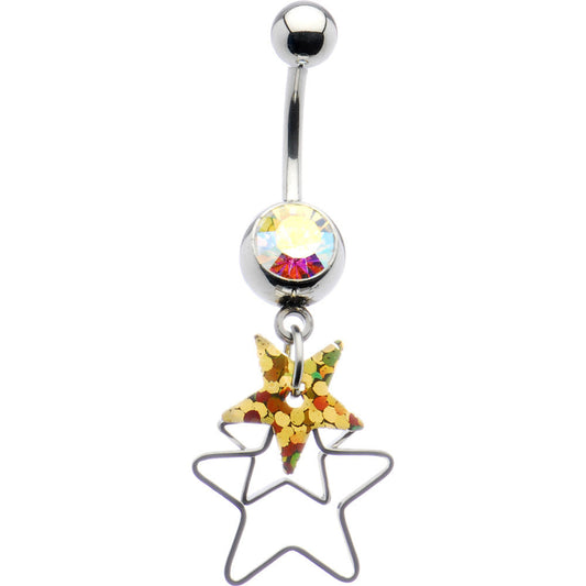 Aurora Gem Galaxy of Stars Belly Ring