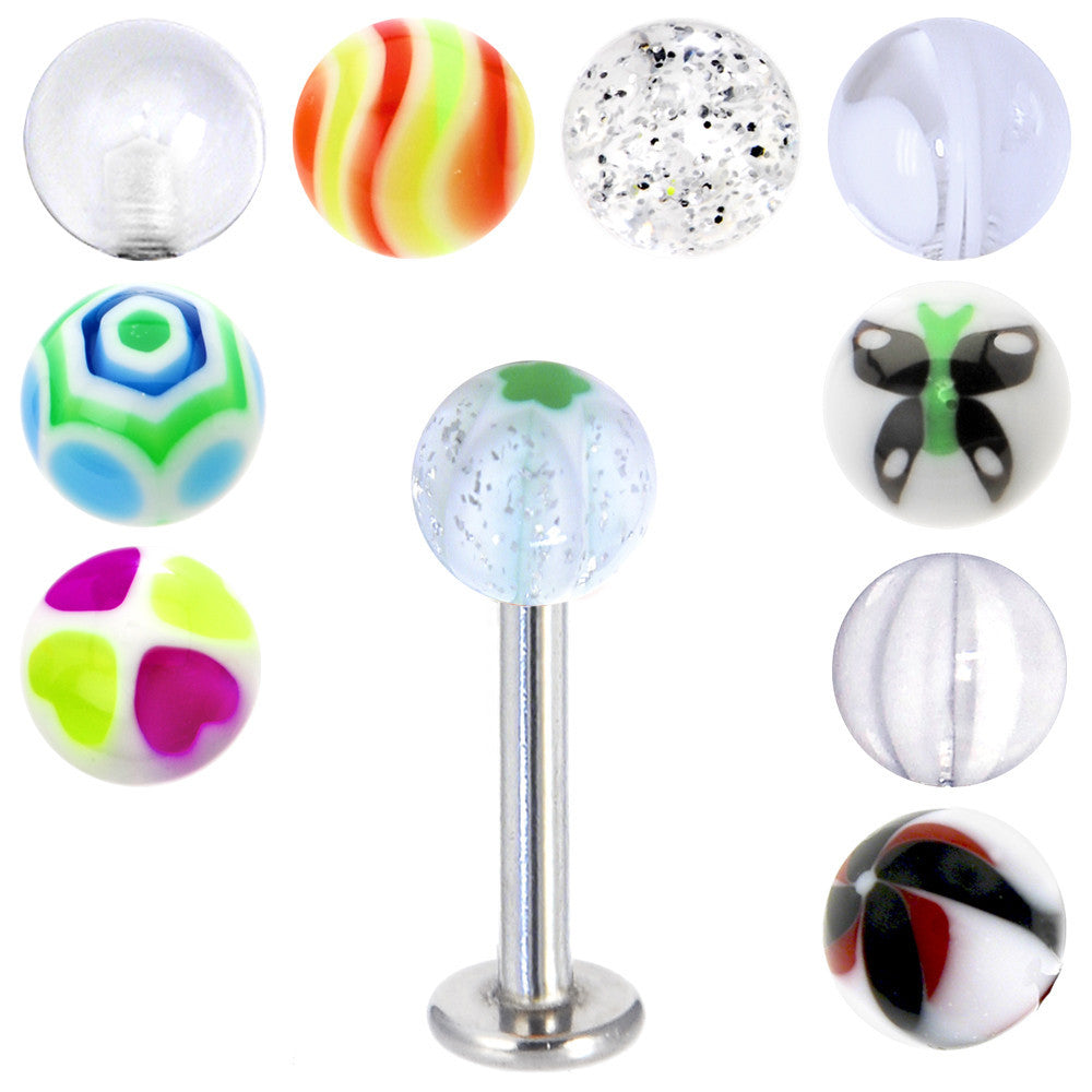 14G Multi Clear 10 Ball Interchangeable Labret Pack Set