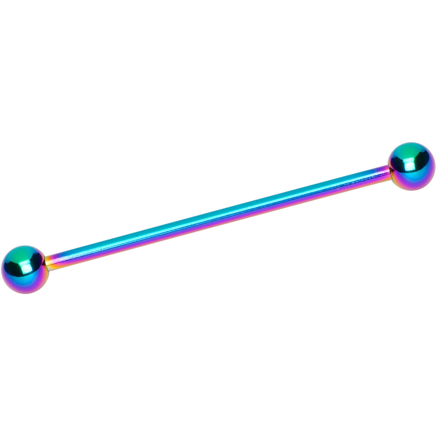 14G Rainbow Anodized Titanium Industrial Barbell Earring