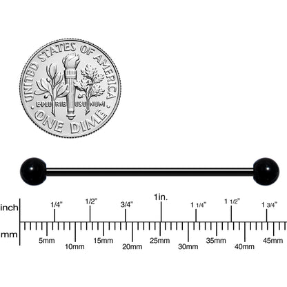 14G Black Plated Titanium Industrial Barbell Earring