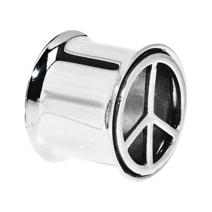 9/16 Stainless Steel Double Flare Peace Symbol Tunnel