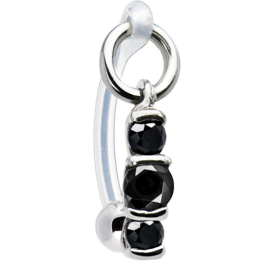 Black Cubic Zirconia Trio Drop Bioplast Intimate Piercing