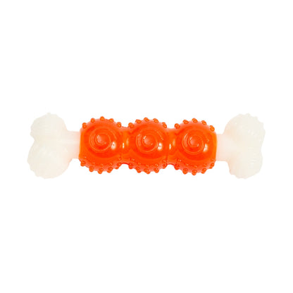 Country Living Bone-a-Treat Dog Chew Toy – Orange Bulged Balls & Green Spiral Ring
