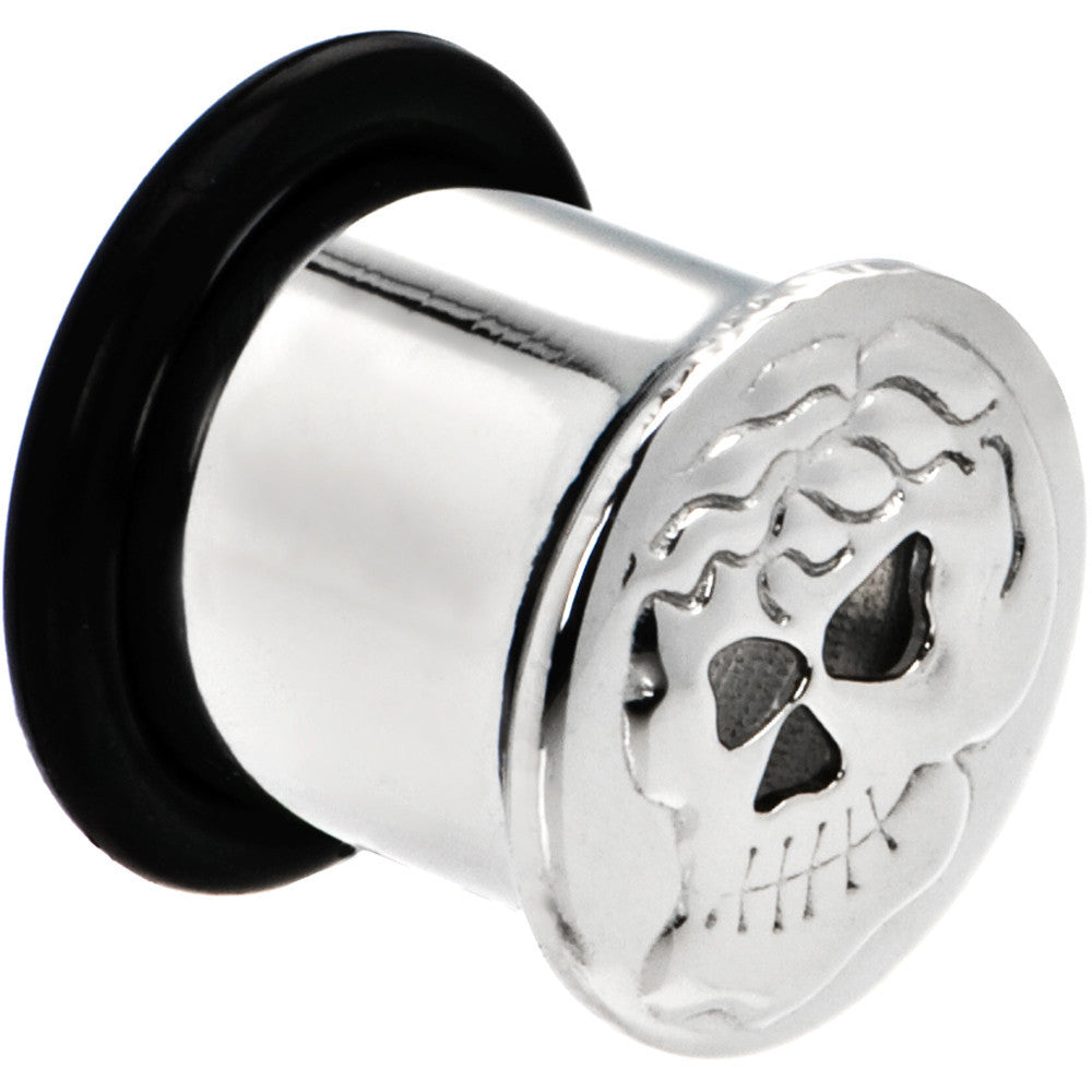 00G Stainless Steel Single Flare Skull Plug