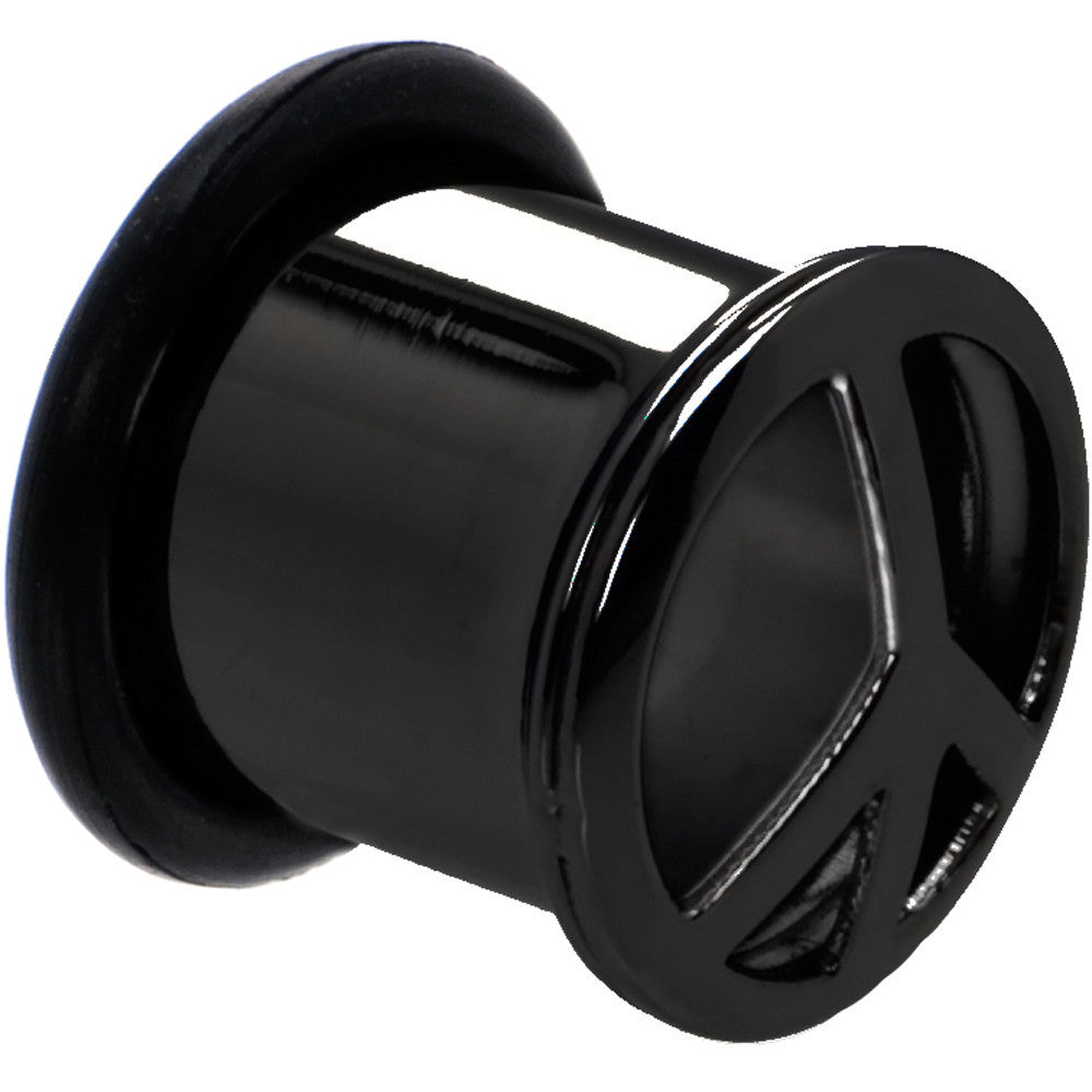 00G Anodized Titanium Single Flare Peace Sign Plug