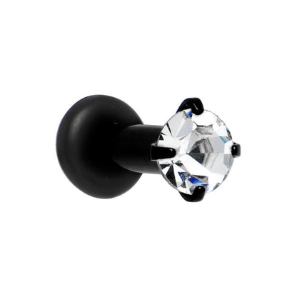 10G Black Clear Cubic Zirconia Plug
