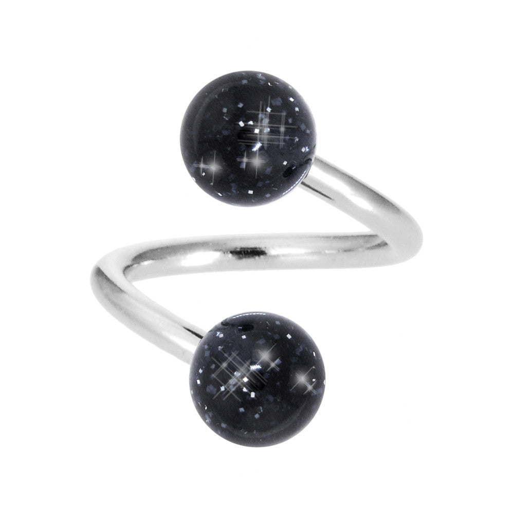 Black GLITTER Spiral Twister Belly Ring