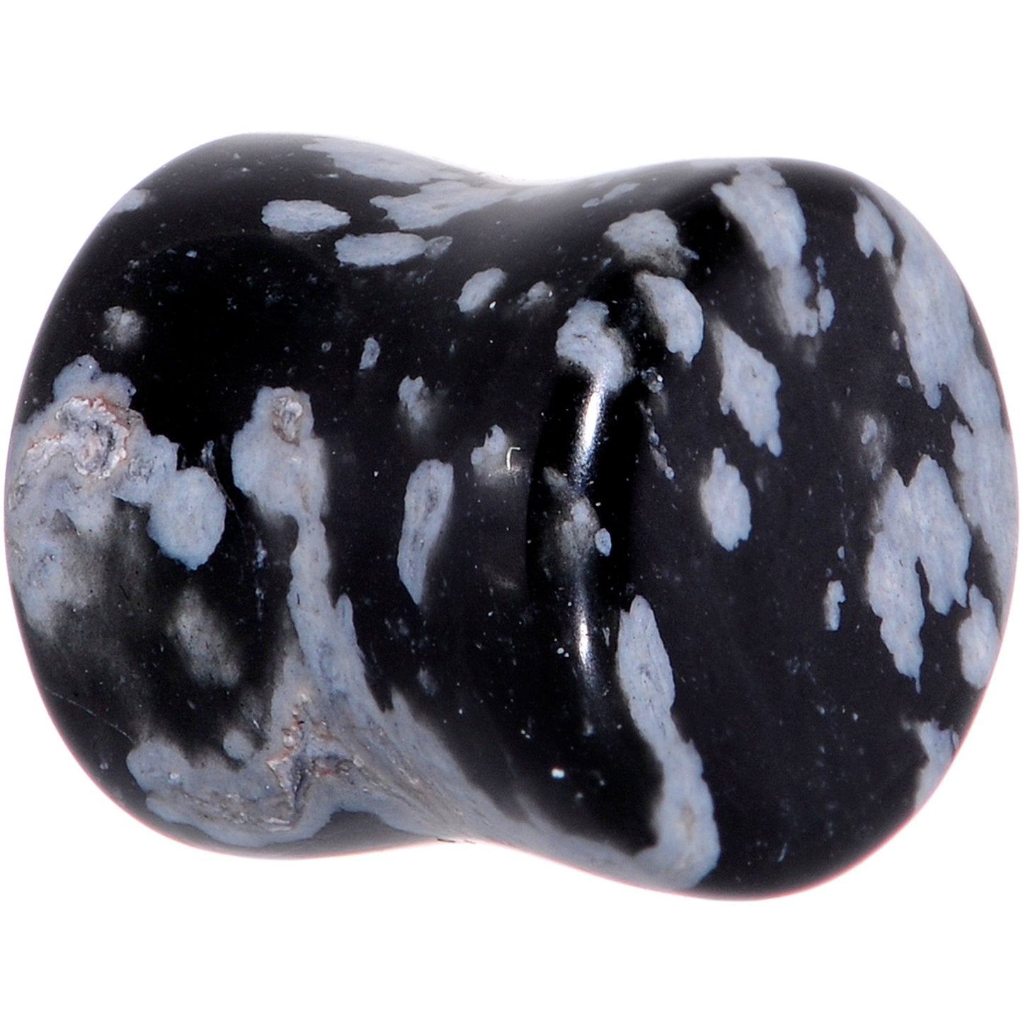 0G Obsidian Snowflake Natural Stone Saddle Plug Set
