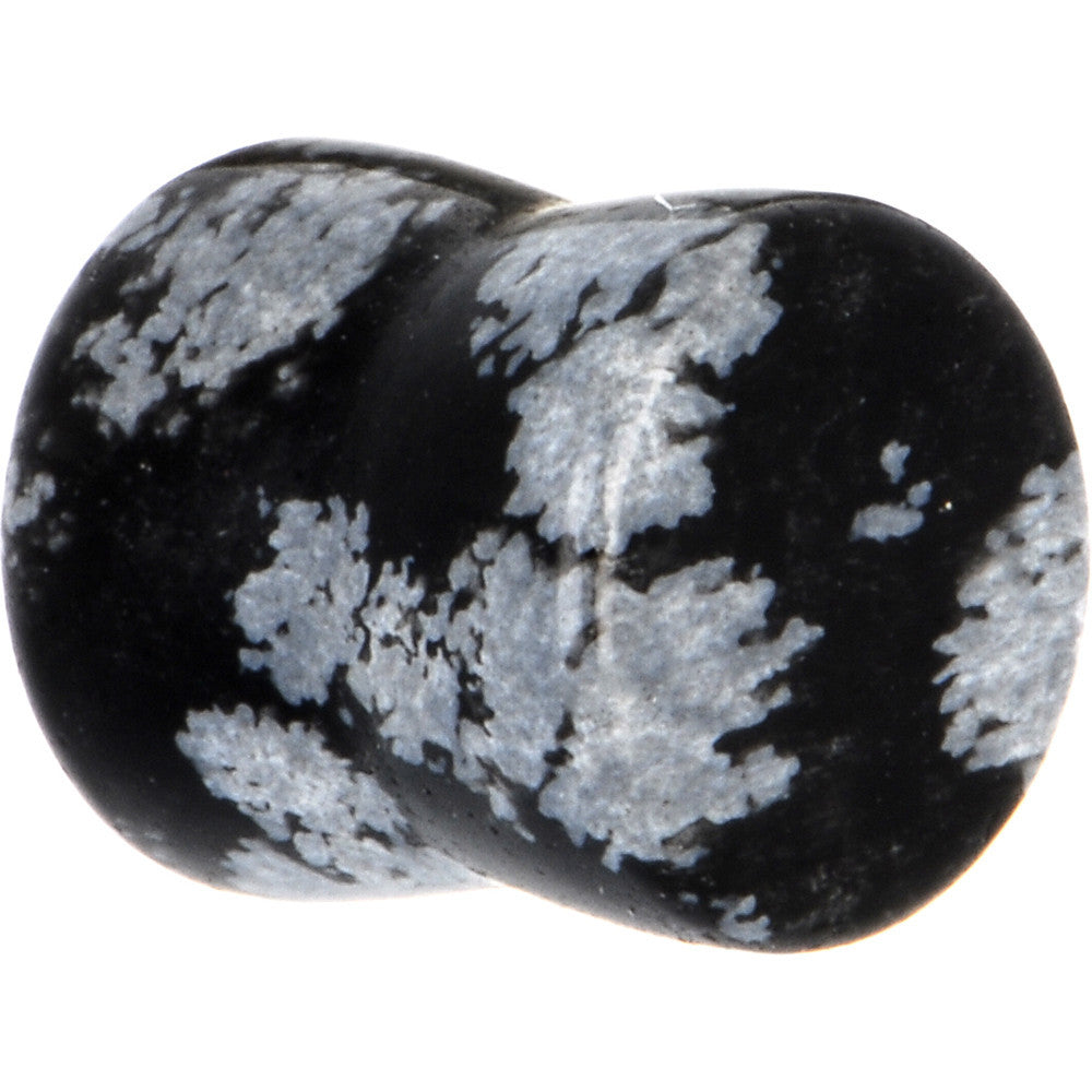 0G Obsidian Snowflake Natural Stone Saddle Plug Set